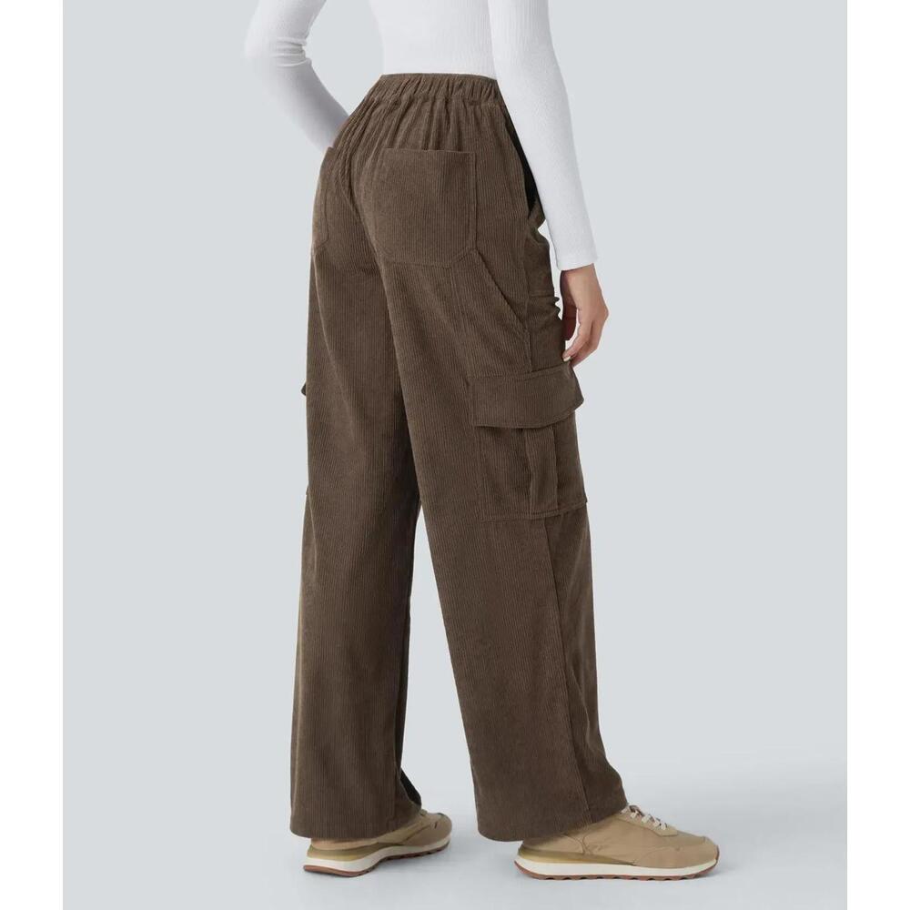 NWT Halara MidRise Pockets StraightLeg Corduroy Casual Cargo Pants - Size Medium - Picture 2 of 3